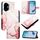 Custodia in pelle con motivo in marmo per Honor 300 PT003 (oro rosa)