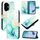 Custodia in pelle flip con motivo in marmo per Honor 300 PT003 (verde)