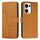 Per OPPO Reno13 5G Custodia per telefono in pelle con fibbia con texture di vitello con cuciture globali (giallo)