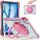 Per iPad Air 13 2024/2025 Custodia per tablet in TPU ibrida trasparente per PC con maniglia ad anello rotante (rosso rosa)