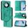 Custodia per telefono in pelle con motivo a farfalla in rilievo per Honor X9C Smart Global (verde)