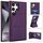 Per Samsung Galaxy S24 Ultra 5G Custodia in pelle con supporto a tre ante e slot per schede (viola scuro)
