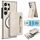 Per Samsung Galaxy S24 Ultra 5G Custodia per telefono con cerniera e supporto posteriore in pelle MagSafe (bianca)