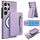 Per Samsung Galaxy S24 Ultra 5G Custodia per telefono con cerniera e retro in pelle MagSafe (viola)