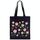Borsa in tela stampata con giardino colorato, stampa su richiesta, dimensioni: 25x20 cm (nero)
