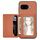 Per Google Pixel 9a Custodia per telefono con porta carte magnetico in fibra di carbonio (marrone)