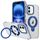 Per iPhone 16 Custodia per telefono con supporto magnetico MagSafe in acrilico ibrido TPU bicolore (blu)