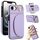 Per iPhone 16e YM007 Custodia per telefono con anello e porta carte, effetto pelle (viola) Per iPhone 16e YM007 Custodia per telefono con anello e porta carte, effetto pelle (viola)