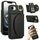 Per iPhone 16e YM007 Custodia per telefono con anello e porta carte (nero) Per iPhone 16e YM007 Custodia per telefono con anello e porta carte (nero)