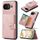Per Google Pixel 9a JEEHOOD J01 Retro Custodia per telefono con portafoglio magnetico staccabile (rosa)