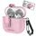 Per AirPods 4 Custodia per auricolari wireless in pelle con gancio e supporto (rosa) Per AirPods 4 Custodia per auricolari wireless in pelle con gancio e supporto (rosa)