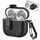 Custodia per auricolari wireless AirPods 4 in pelle con gancio e supporto (nero verde militare) Custodia per auricolari wireless AirPods 4 in pelle con gancio e supporto (nero verde militare)