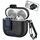 Per AirPods 4 Custodia per auricolari wireless in pelle con gancio e supporto (nero blu scuro) Per AirPods 4 Custodia per auricolari wireless in pelle con gancio e supporto (nero blu scuro)