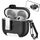Per AirPods 3 Custodia per auricolari wireless in pelle con gancio e supporto (nero bianco) Per AirPods 3 Custodia per auricolari wireless in pelle con gancio e supporto (nero bianco)