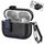 Per AirPods Pro Custodia per auricolari wireless in pelle con gancio e supporto (nero blu scuro) Per AirPods Pro Custodia per auricolari wireless in pelle con gancio e supporto (nero blu scuro)