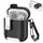 Per AirPods 1/2 Custodia per auricolari wireless in pelle con gancio e supporto (nero bianco) Per AirPods 1/2 Custodia per auricolari wireless in pelle con gancio e supporto (nero bianco)