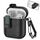 Per AirPods 1/2 Custodia per auricolari wireless in pelle con gancio e supporto (nero verde militare) Per AirPods 1/2 Custodia per auricolari wireless in pelle con gancio e supporto (nero verde militare)