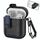 Per AirPods 1/2 Custodia per auricolari wireless in pelle con gancio e supporto (nero blu scuro) Per AirPods 1/2 Custodia per auricolari wireless in pelle con gancio e supporto (nero blu scuro)