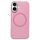 Per iPhone 16 Plus Custodia per telefono MagSafe in silicone liquido con struttura in metallo (rosa pesca)