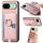 Custodia per telefono con inserto laterale in pelle con anello a croce retrò per Google Pixel 8a MagSafe (rosa)