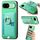 Custodia per telefono con inserto laterale in pelle con anello a croce retrò per Google Pixel 8a MagSafe (verde)