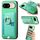 Custodia per telefono con inserto laterale in pelle con anello a croce retrò per Google Pixel 8 MagSafe (verde)