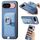 Custodia per telefono con inserto laterale in pelle con anello a croce retrò per Google Pixel 9/9 Pro MagSafe (blu)