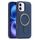 Per iPhone 16 Silver Shield MagSafe Holder Custodia antiurto per telefono (blu scuro)