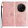 Custodia in pelle per telefono Honor Magic7 Pro con farfalle e fiori (oro rosa)