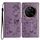 Custodia in pelle per telefono Honor Magic7 Pro con farfalle e fiori (viola)