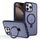 Per iPhone 16 Pro Max Custodia per telefono con supporto MagSafe ad anello effetto pelle (blu scuro)