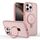 Per iPhone 16 Pro Max Custodia per telefono con supporto MagSafe ad anello effetto pelle (rosa)