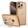 Per iPhone 16 Pro Custodia per telefono con supporto MagSafe ad anello effetto pelle (oro deserto)