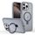 Per iPhone 16 Pro Custodia per telefono con supporto MagSafe ad anello effetto pelle (grigio titanio)