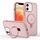 Per iPhone 12 Custodia per telefono con supporto MagSafe ad anello effetto pelle (rosa) Per iPhone 12 Custodia per telefono con supporto MagSafe ad anello effetto pelle (rosa)