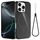 Per iPhone 16 Pro Max Custodia per telefono antiurto in TPU lucido MagSafe con cordino (nero)