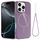 Per iPhone 16 Pro Custodia per telefono antiurto in TPU lucido MagSafe con cordino (viola)