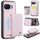 Per Google Pixel 9a JEEHOOD J05 Business Custodia magnetica in pelle RFID (rosa)