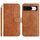 Per Google Pixel 8 Custodia in pelle a forma di S con doppia piegatura (marrone)