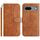Per Google Pixel 7 Custodia in pelle a forma di S con doppia piegatura (marrone)