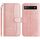 Per Google Pixel 6a Custodia in pelle a forma di S con doppia piegatura (oro rosa)