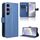 Per Samsung Galaxy S25 5G Custodia in pelle con trama a diamante (blu)