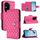Custodia a libro in pelle con texture rombica per Honor 400 con cordino (rosso rosa) Custodia a libro in pelle con texture rombica per Honor 400 con cordino (rosso rosa)