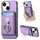 Per iPhone 14 Plus Retro Folding Ring Holder Card Bag MagSafe Custodia per telefono (viola) Per iPhone 14 Plus Retro Folding Ring Holder Card Bag MagSafe Custodia per telefono (viola)