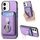 Per iPhone 11 Retro Folding Ring Holder Card Bag MagSafe Custodia per telefono (viola) Per iPhone 11 Retro Folding Ring Holder Card Bag MagSafe Custodia per telefono (viola)