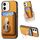 Per iPhone 11 Retro Folding Ring Holder Card Bag MagSafe Custodia per telefono (giallo)