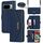 Per Google Pixel 9 Pro XL Custodia per telefono in pelle con cordino a tracolla con texture incrociata (blu)