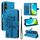 Per vivo Y29S 5G / Y04 Custodia in pelle con motivo in rilievo albero e gatto (blu)