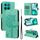 Custodia per telefono in pelle con motivo a rilievo per Honor X8C 4G Global Tree & Cat (verde)
