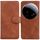 Per Xiaomi 15 Ultra Skin Feel Pure Color Flip Custodia in pelle per telefono (marrone)